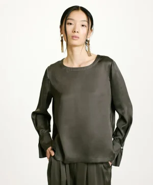 Momoni BLUSA KENTA IN SETA LAVATA-VERDE MILITARE VerdeMilitare Best Sale