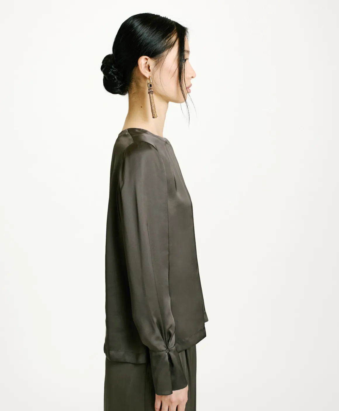 Momoni BLUSA KENTA IN SETA LAVATA-VERDE MILITARE VerdeMilitare Best Sale