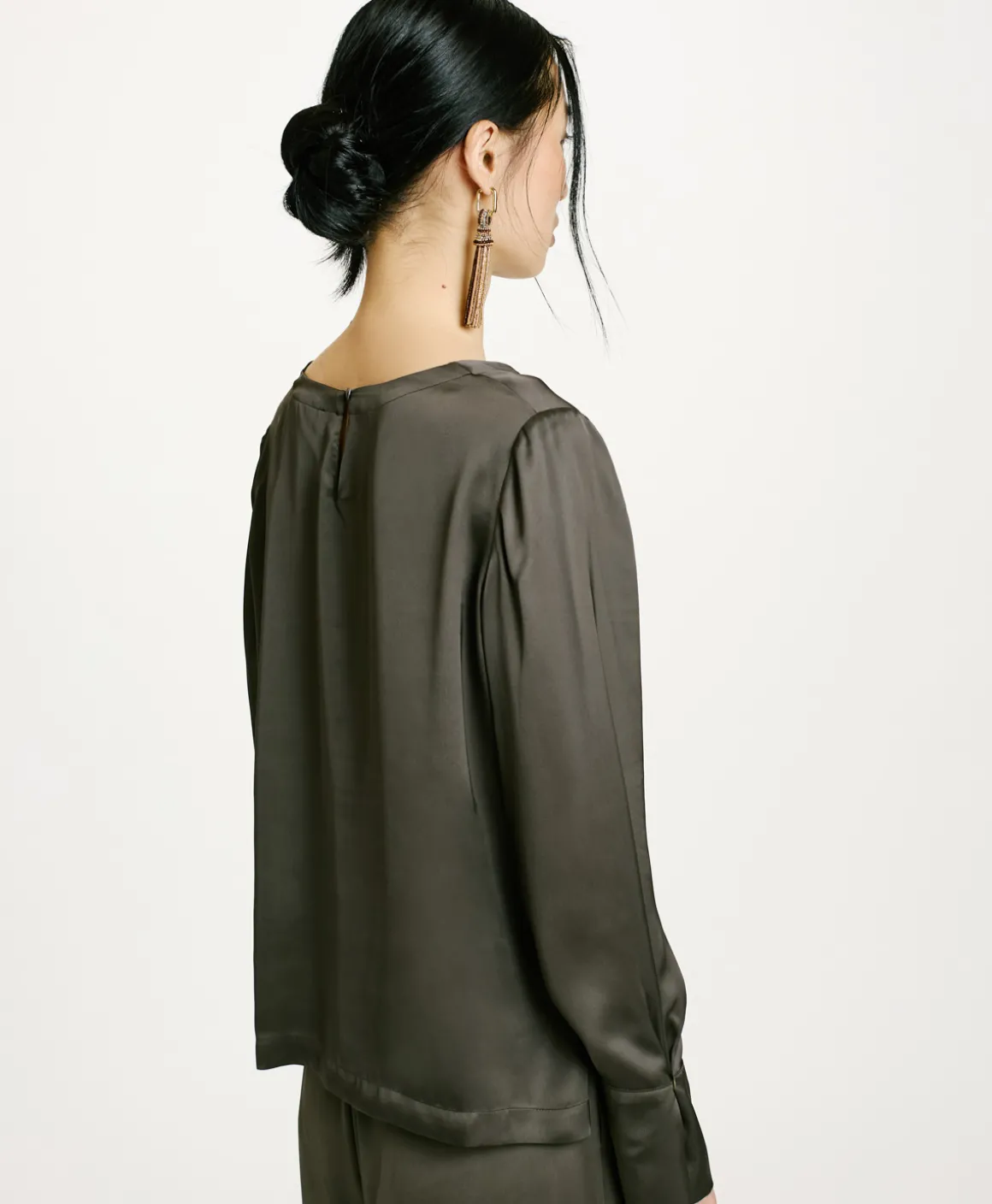 Momoni BLUSA KENTA IN SETA LAVATA-VERDE MILITARE VerdeMilitare Best Sale