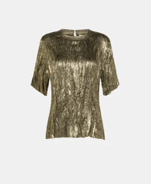 Momoni BLUSA SHOGA PLISSE' IN LAMINATO FLUIDO -ORO SCURO OroScuro Hot