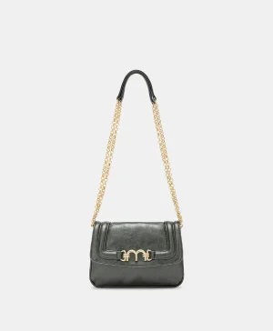 Momoni BORSA MIMI' FLORE IN ECOPELLE LAMINATA- Nero Discount