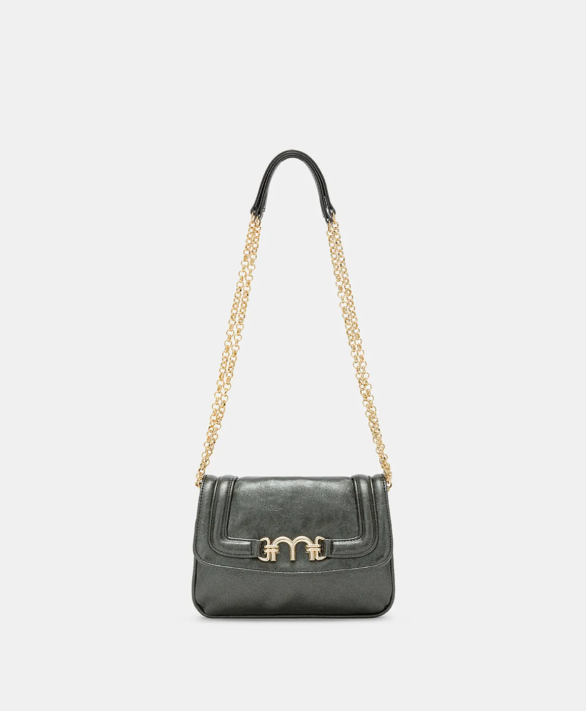 Momoni BORSA MIMI' FLORE IN ECOPELLE LAMINATA- Nero Discount