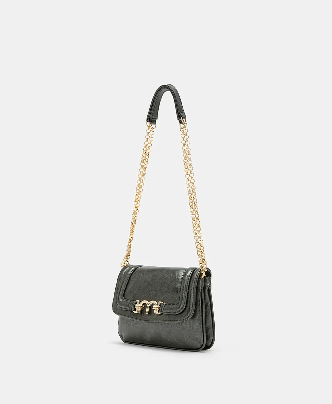 Momoni BORSA MIMI' FLORE IN ECOPELLE LAMINATA- Nero Discount