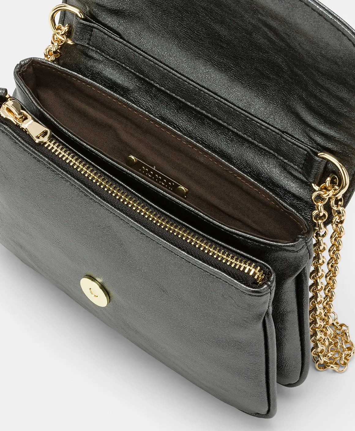 Momoni BORSA MIMI' FLORE IN ECOPELLE LAMINATA- Nero Discount