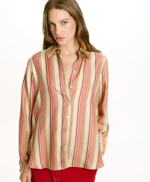 Momoni CAMICIA ARLES IN TWILL DI SETA STAMPATO-VERDE ACQUA/ROSSO VerdeAcqua/Rosso Hot