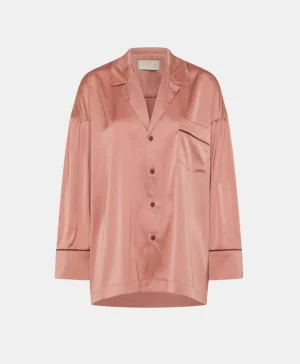 Momoni CAMICIA NAIME IN RASO BICOLOR-ROSA ANTICO/BORDEAUX RosaAntico/Bordeaux Online