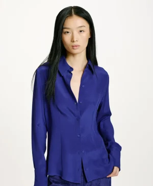 Momoni CAMICIA ORIGA IN MISTO SETA DI CREPE- Blu Best Sale