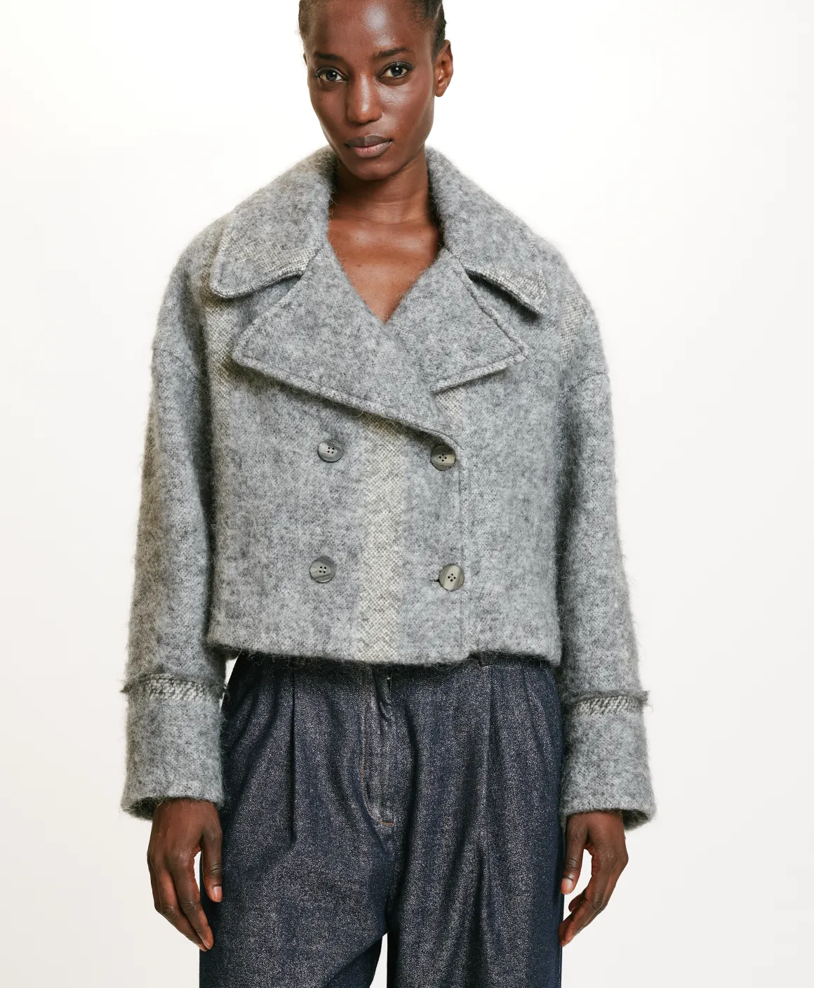 Momoni CAPPOTTO KENPI IN PANNO LANA ALPACA GARZATO- Grigio Best