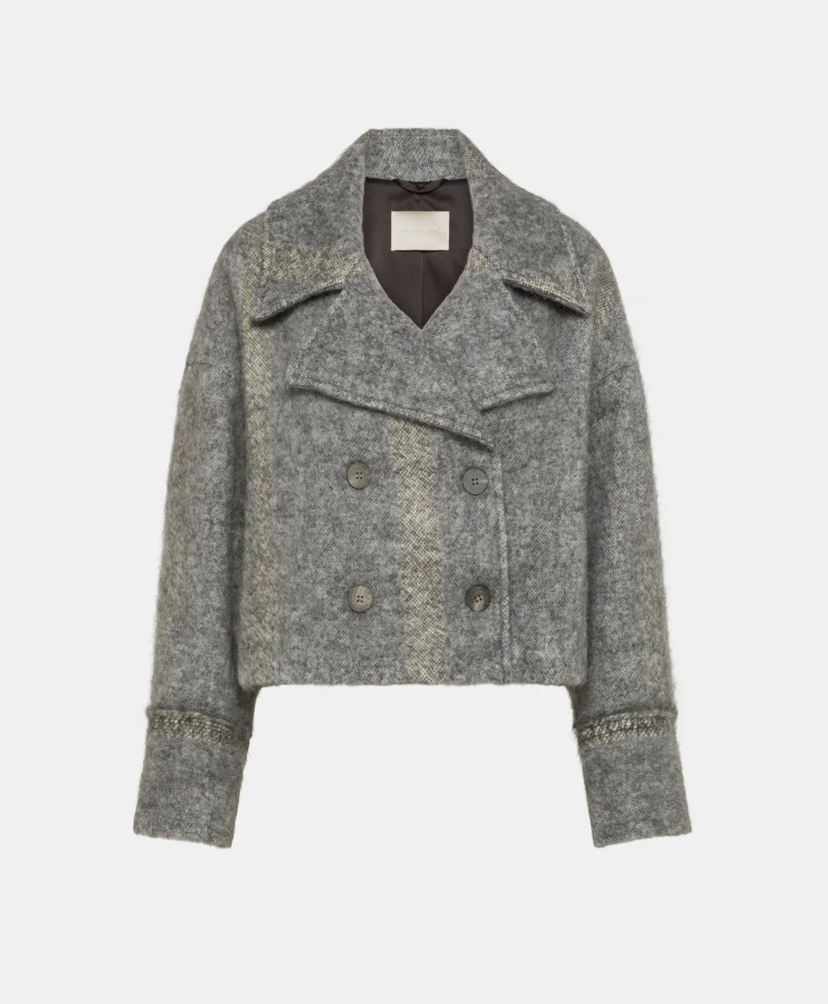 Momoni CAPPOTTO KENPI IN PANNO LANA ALPACA GARZATO- Grigio Best