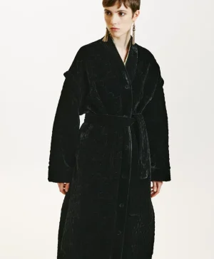 Momoni CAPPOTTO KISO IN VELLUTO MISTO SETA TRAPUNTATO- Nero Discount