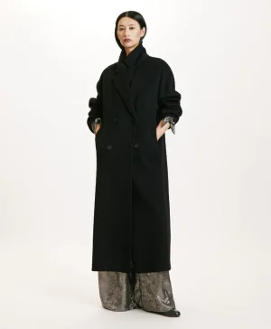 Momoni CAPPOTTO SAKURA IN PANNO DOUBLE LANA ALPACA- Nero Shop