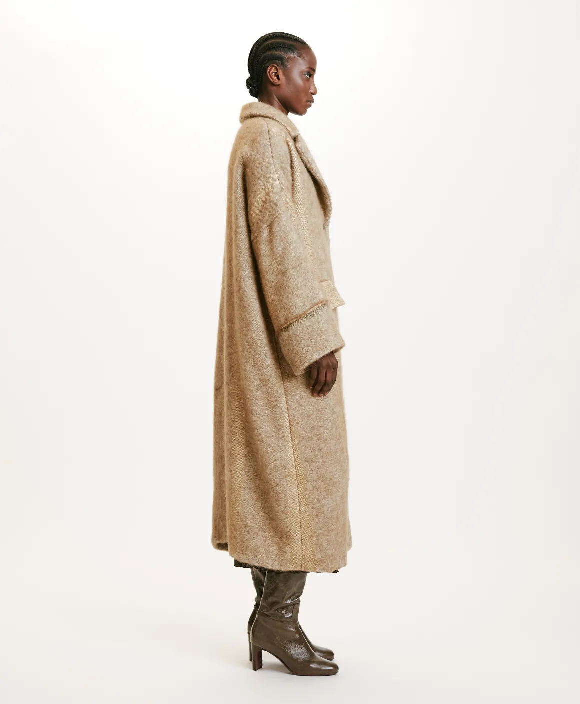 Momoni CAPPOTTO SHIRUKO IN PANNO LANA ALPACA GARZATO- Beige Online