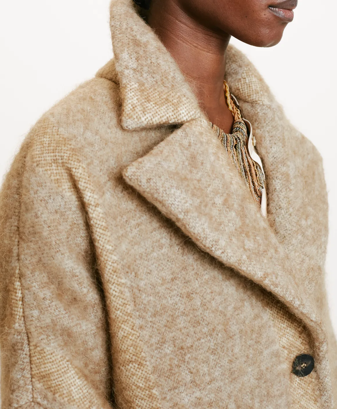 Momoni CAPPOTTO SHIRUKO IN PANNO LANA ALPACA GARZATO- Beige Online