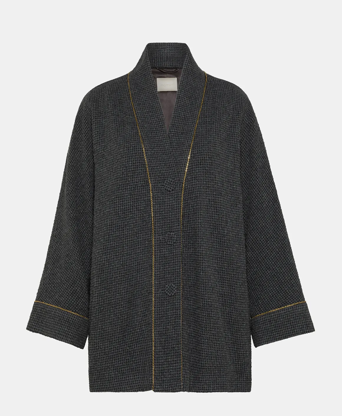 Momoni CAPPOTTO TARA IN PIED DE POULE SEERSUCKER- Nero/Antracite Best