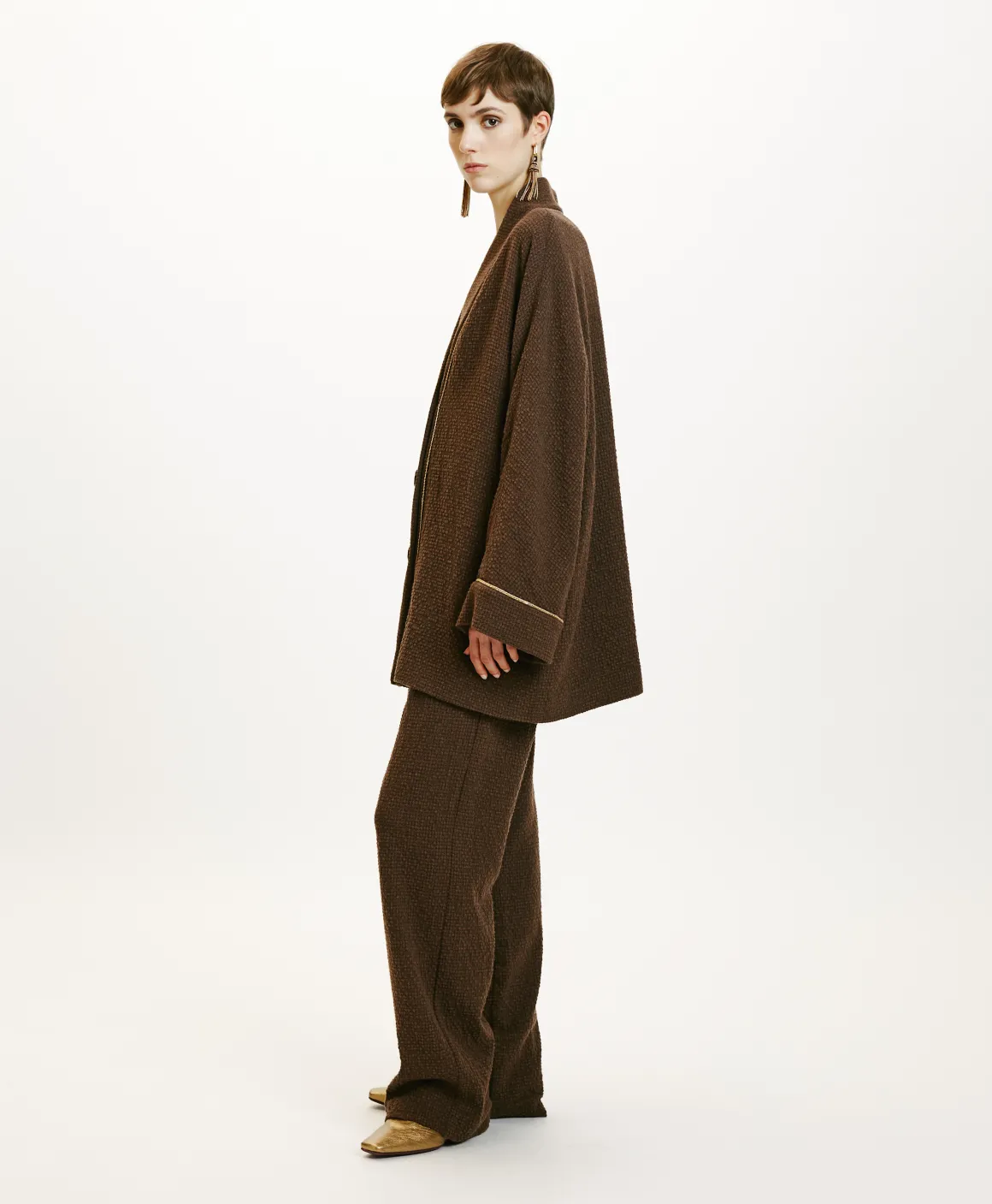 Momoni CAPPOTTO TARA IN PIED DE POULE SEERSUCKER-CACAO MULTICOLORE CacaoMulticolore Online