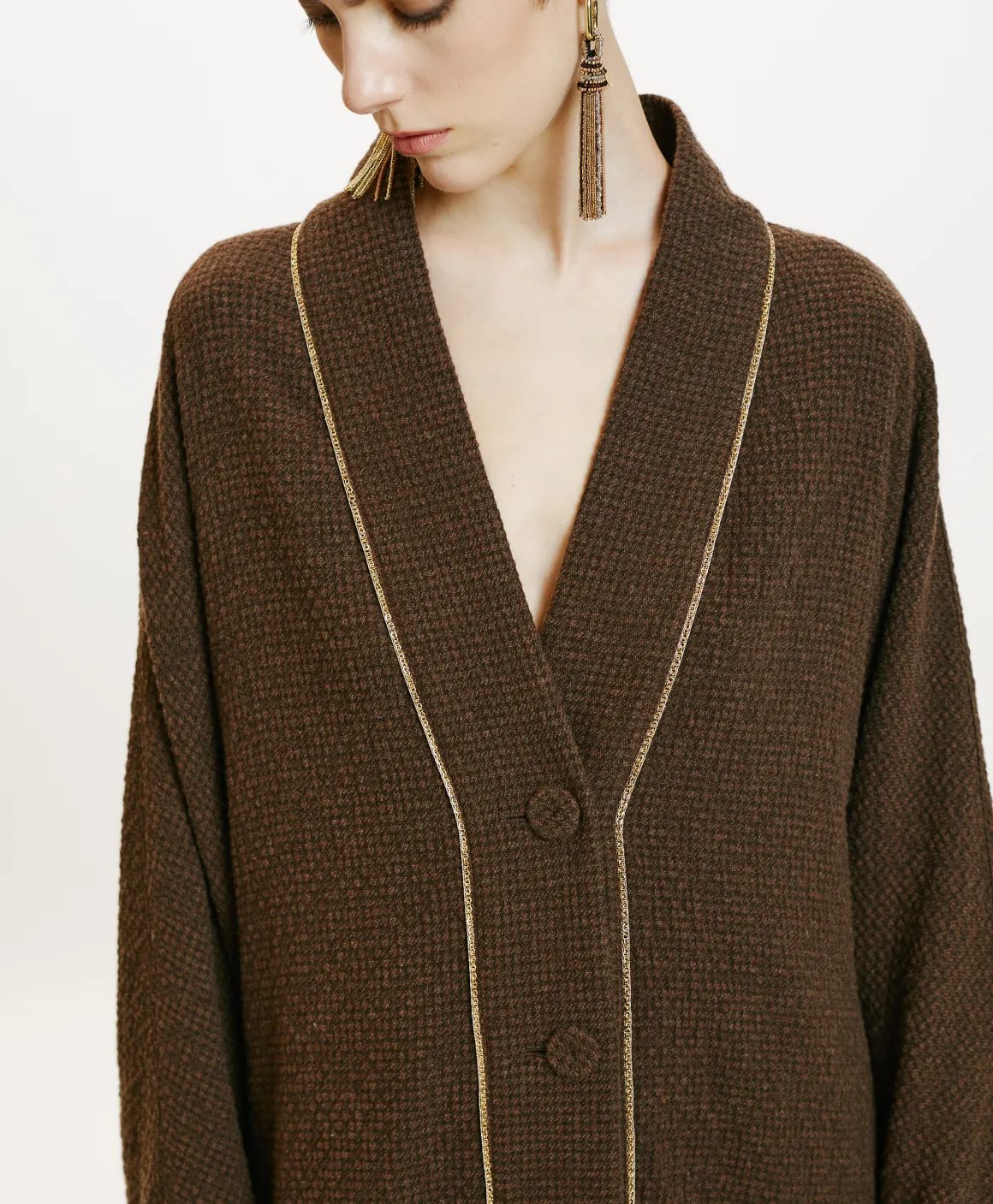 Momoni CAPPOTTO TARA IN PIED DE POULE SEERSUCKER-CACAO MULTICOLORE CacaoMulticolore Online