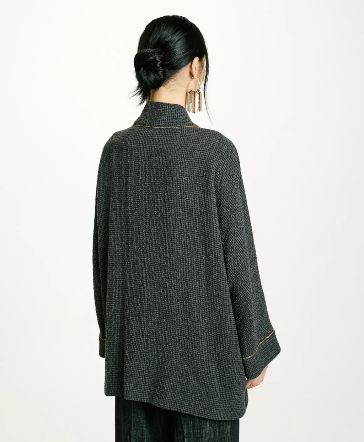 Momoni CAPPOTTO TARA IN PIED DE POULE SEERSUCKER- Nero/Antracite Best