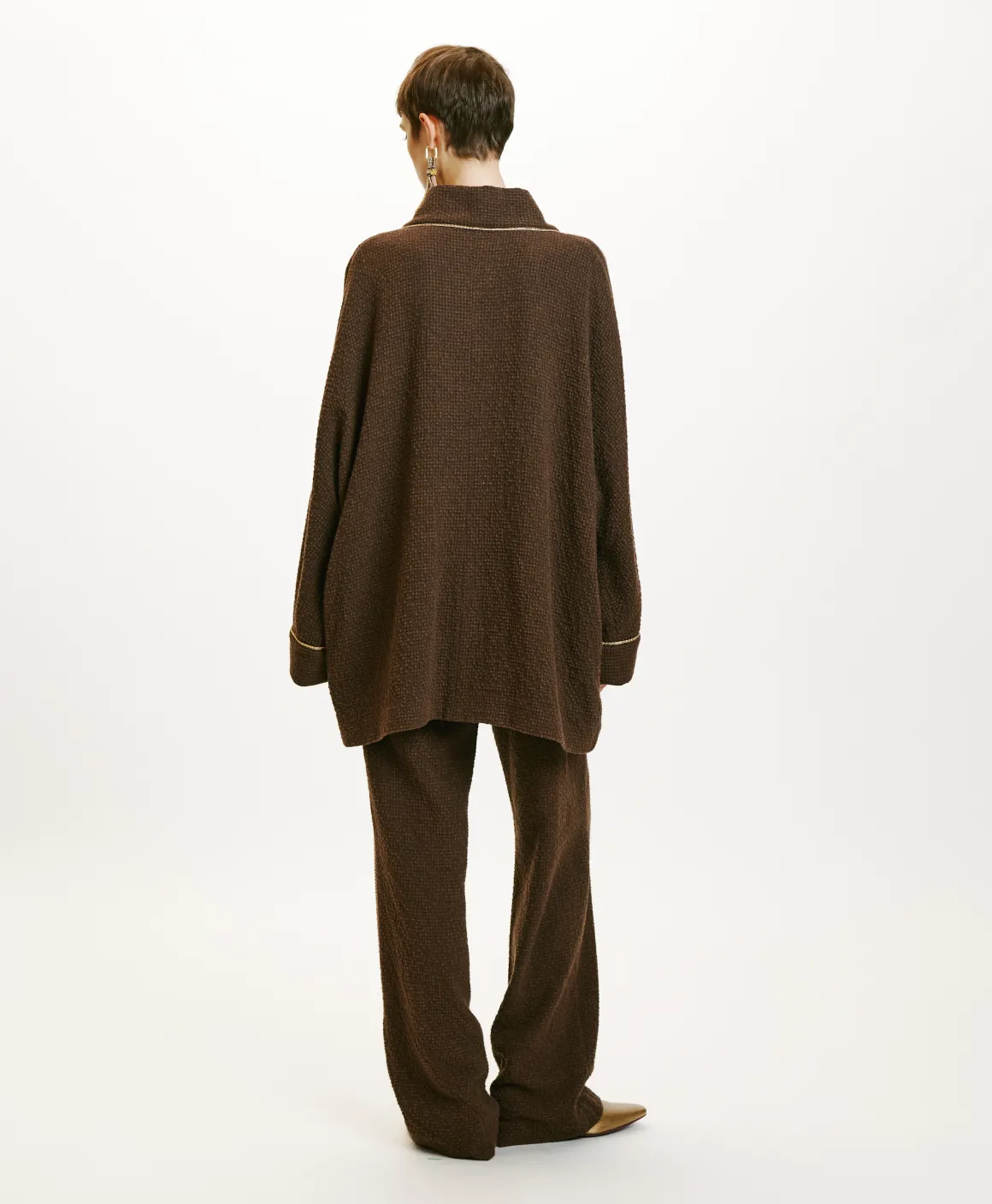 Momoni CAPPOTTO TARA IN PIED DE POULE SEERSUCKER-CACAO MULTICOLORE CacaoMulticolore Online