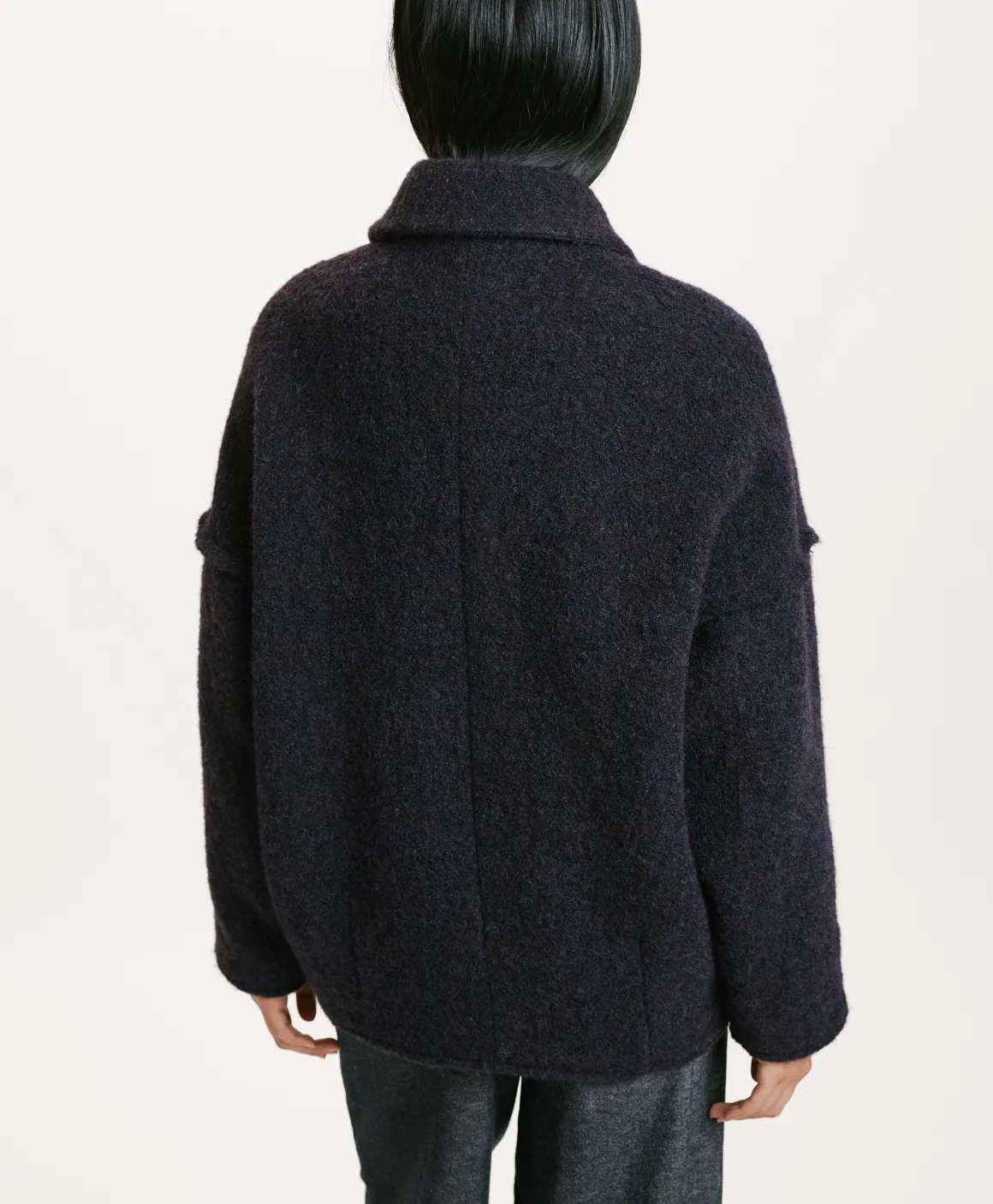 Momoni CAPPOTTO UMI IN BOUCLE' LANA ALPACA- Blu/Marrone New