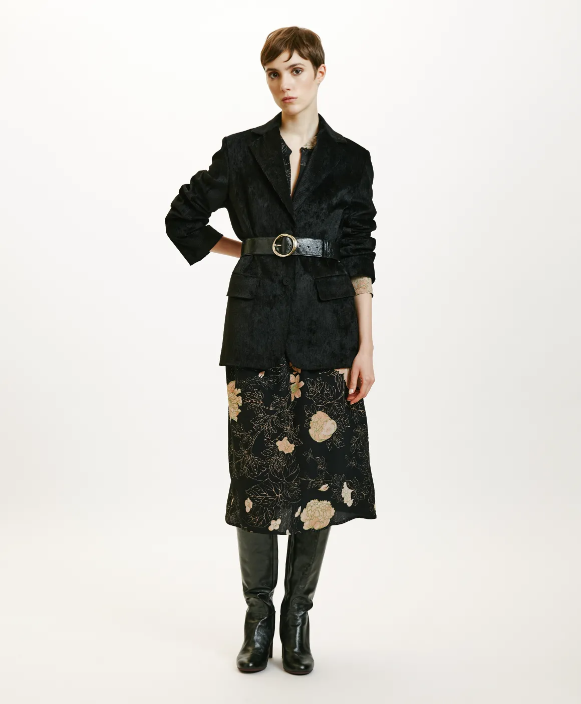 Momoni GIACCA AIRI IN VELLUTO A COSTE STRETCH- Nero Cheap