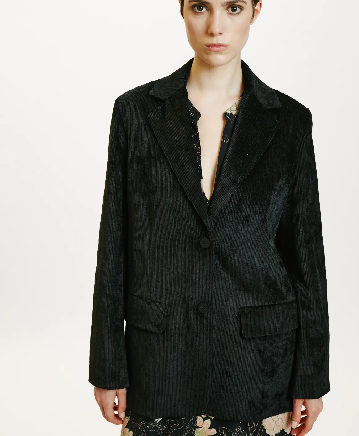 Momoni GIACCA AIRI IN VELLUTO A COSTE STRETCH- Nero Cheap