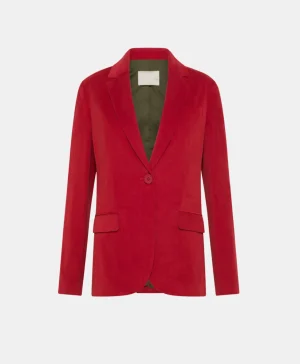 Momoni GIACCA HAKAMA IN VELLUTO MILLE RIGHE STRETCH-ROSSO CARMINIO RossoCarminio Best