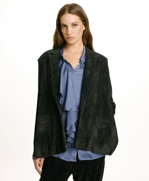 Momoni GIACCA HINATA IN VELLUTO STRETCH BICOLOR-GRIGIO CARBONE GrigioCarbone Flash Sale