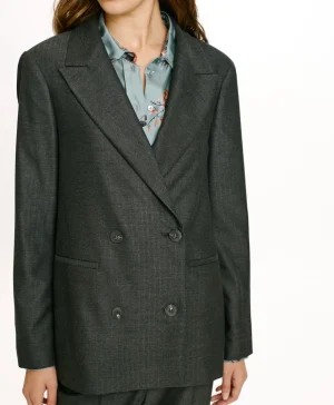 Momoni GIACCA ROSEMARY IN CHEVRON VISCOSA LANA STRATCH-GRIGIO CARBONE GrigioCarbone Best Sale