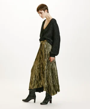 Momoni GONNA EVALINE PLISSE' IN LAMINATO FLUIDO -ORO SCURO OroScuro Fashion