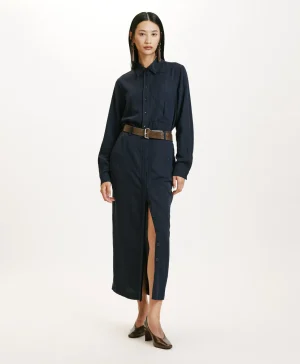 Momoni GONNA NOA IN TWILL DI LANA GESSATO- Blu Best