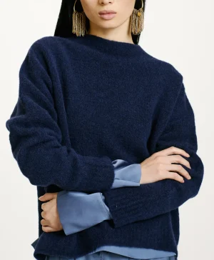 Momoni MAGLIA KOBE IN EFFETTO FELPA UNITO- Inchiostro Best