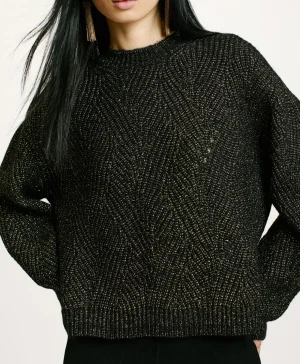 Momoni MAGLIA OITA PUNTO PIZZO LUREX- Nero Hot