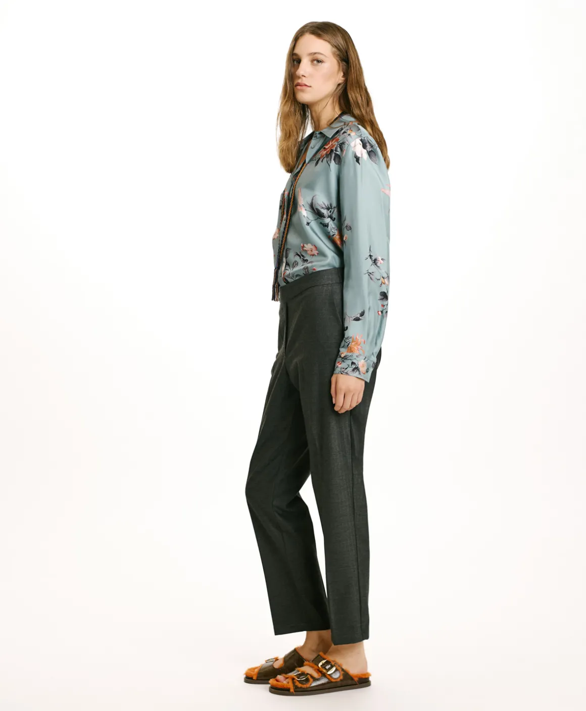 Momoni PANTALONI HAITI IN CHEVRON VISCOSA LANA STRATCH-GRIGIO CARBONE GrigioCarbone Shop