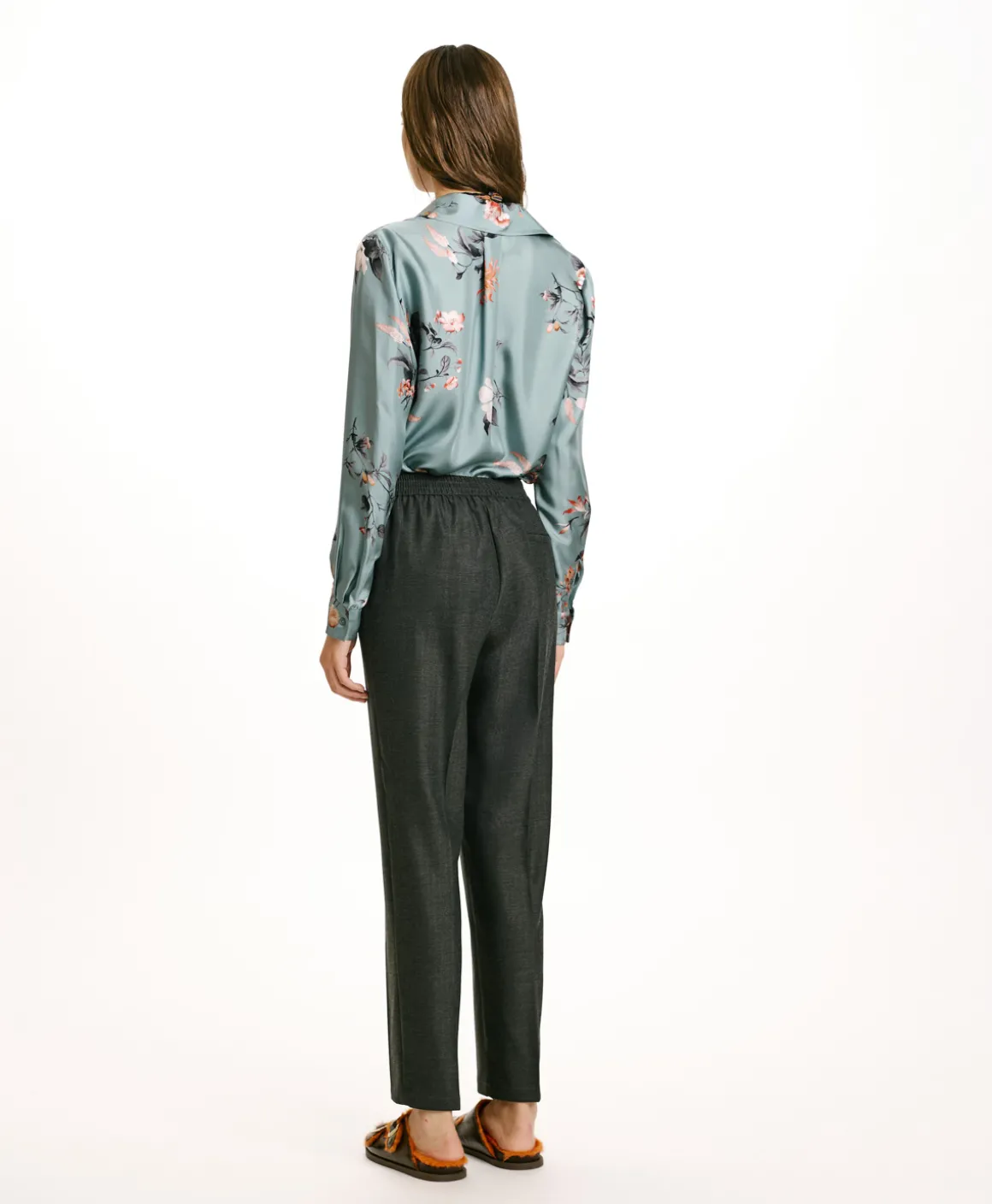 Momoni PANTALONI HAITI IN CHEVRON VISCOSA LANA STRATCH-GRIGIO CARBONE GrigioCarbone Shop