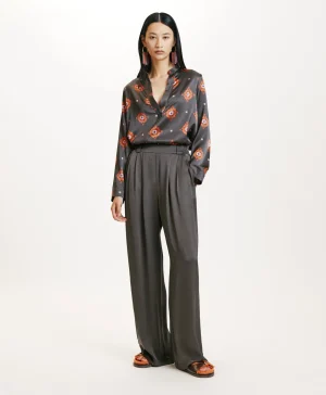 Momoni PANTALONI LANZAROTE BIS 2 IN SETA LAVATA-VERDE MILITARE VerdeMilitare Discount