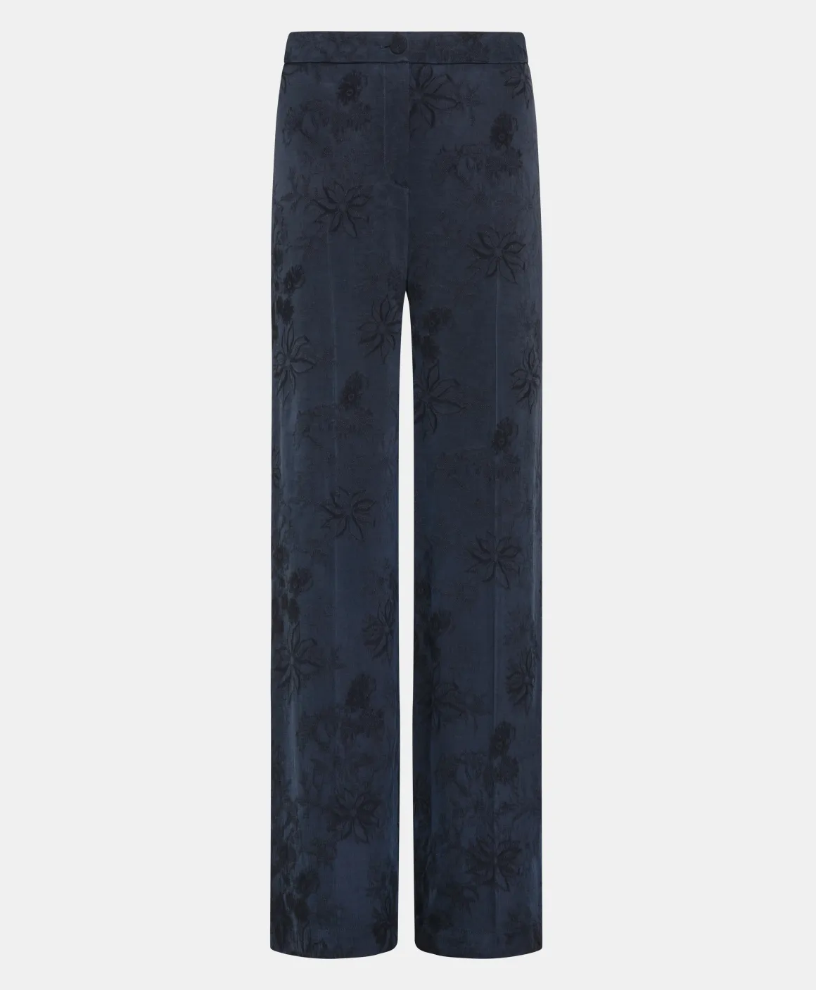 Momoni PANTALONI MISAKI IN LYONCEL VISCOSA JACQUARD- Indaco Shop