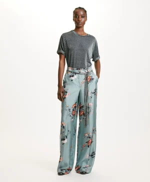 Momoni PANTALONI SANSEI IN TWILL DI SETA STAMPATO - AZZURRO/TABACCO Best