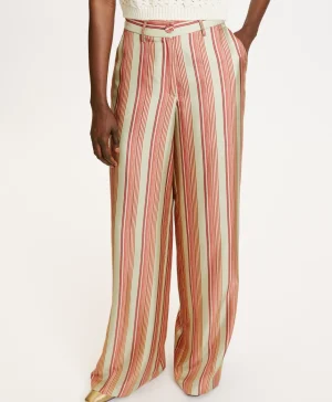 Momoni PANTALONI SANSEI IN TWILL DI SETA STAMPATO-VERDE ACQUA/ROSSO VerdeAcqua/Rosso Shop