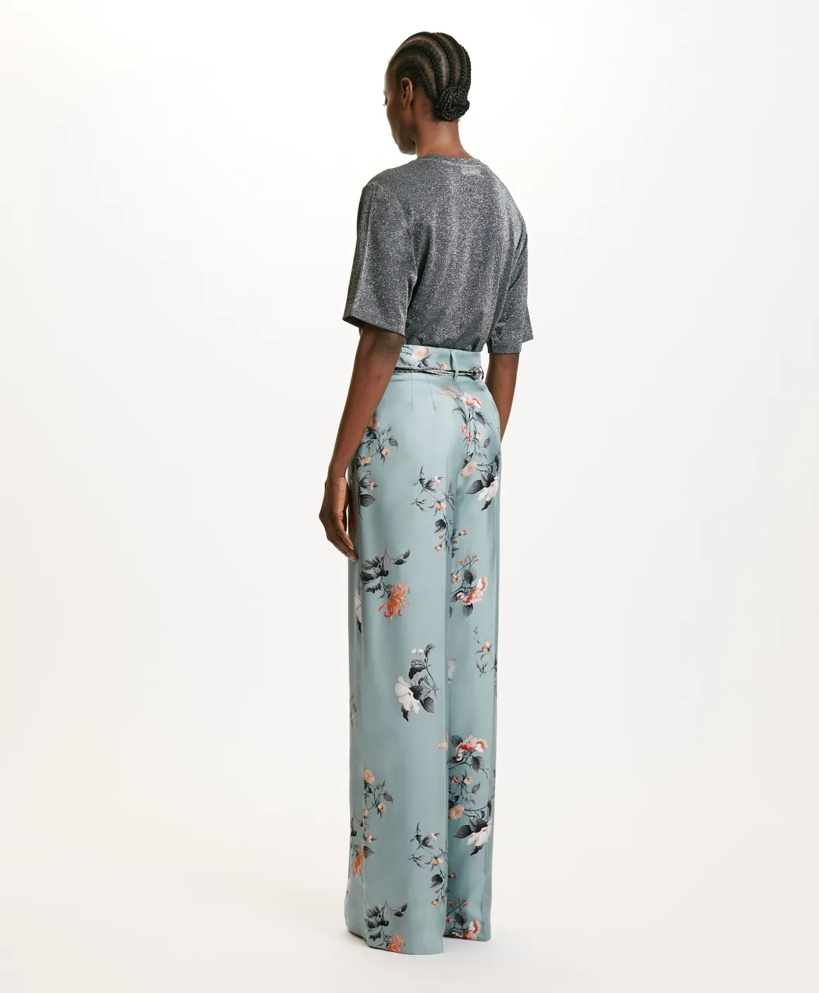 Momoni PANTALONI SANSEI IN TWILL DI SETA STAMPATO - AZZURRO/TABACCO Best