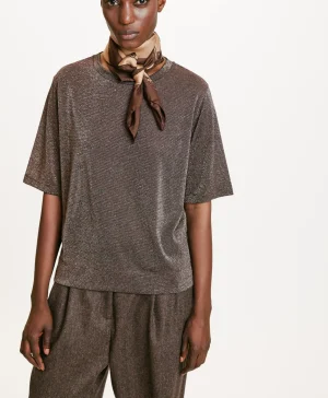 Momoni TSHIRT IORA IN JERSEY LUREX - Rame Outlet