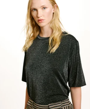 Momoni TSHIRT IORA IN JERSEY LUREX -GRIGIO CARBONE GrigioCarbone Cheap