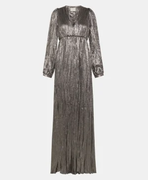 Momoni VESTITO BAN PLISSE' IN LAMINATO FLUIDO - Argento Flash Sale