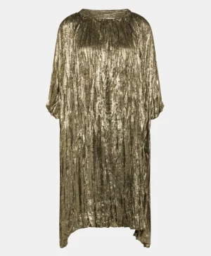 Momoni VESTITO CHO PLISSE' IN LAMINATO FLUIDO -ORO SCURO OroScuro Best Sale