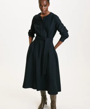 Momoni VESTITO IZUMI IN CHEVRON COTONE LANA- Blu Discount