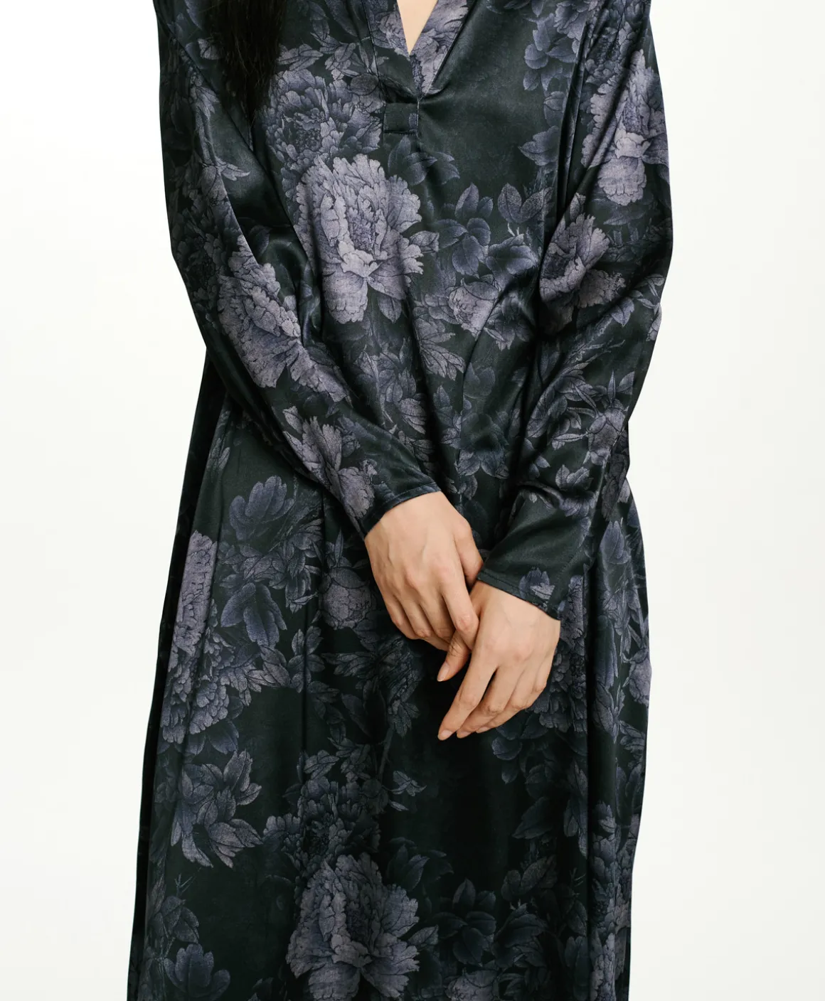 Momoni VESTITO KIKYO IN RASO STRETCH STAMPATO-BLU/BLU NOTTE Blu/BluNotte Flash Sale