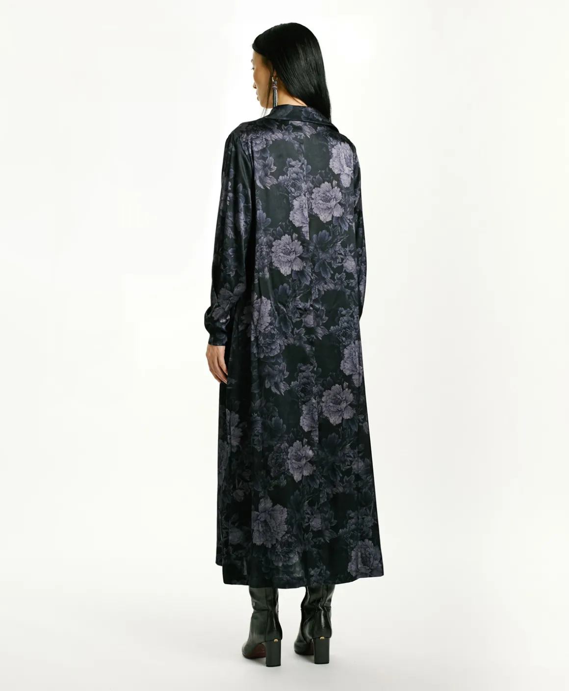 Momoni VESTITO KIKYO IN RASO STRETCH STAMPATO-BLU/BLU NOTTE Blu/BluNotte Flash Sale